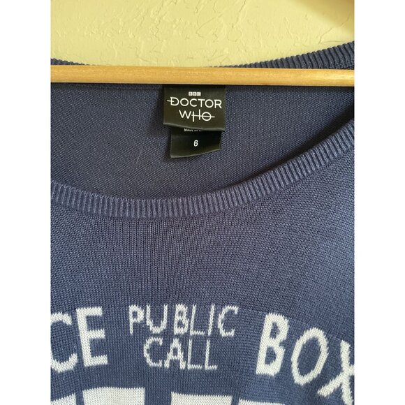 Hot Topic Doctor Who TARDIS Phone Booth Sweater Size 6X BBC Navy Blue - Picture 6 of 10